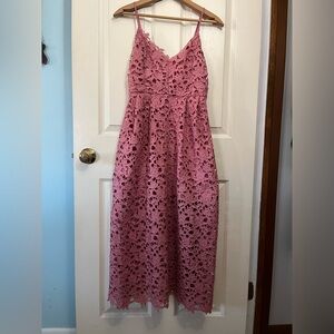 Astr the Label Pink Lace Overlay Midi Dress